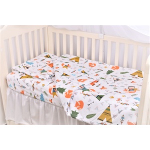 Set complet 7 piese lenjerie si aparatori patut 120x60 cm bumbac 100% model Animalute - Img 2