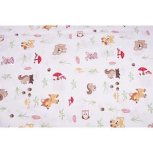 Set complet 7 piese lenjerie si aparatori patut 120x60 cm bumbac 100% model animalute si ciuperci - Img 2
