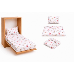 Set lenjerie 3 piese pentru patut incastrabil, model flori de bumbac - Img 3
