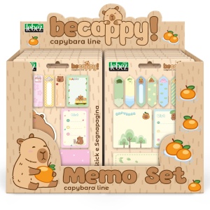 Set memostick si semne de carte Be Cappy din hartie, 4 combinatii (64 blistere/display)