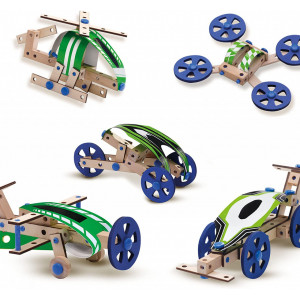 Set pentru copii de constructie vehicule din lemn (50 piese) - Img 3