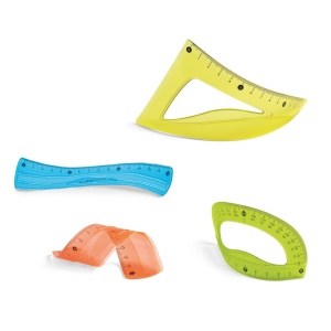 Set sabloane flexibile din plastic transparent – 3 piese cu rigla 20 cm, in punga agatatoare - Img 2