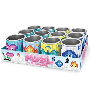 Suport creioane Pixel cu textura 3D, 4 modele (12 buc/display)