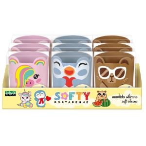 Suport creioane Softy din silicon moale, 3 modele (9 buc/display)