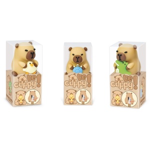 Ascutitoare de creion cu o gaura BeCappy Capibara – din plastic moale, 3 modele asortate (24 buc/display) - Img 3