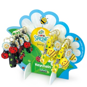 Breloc I Love Spring cu charm si snur din silicon, 2 modele asortate (16 buc/display)