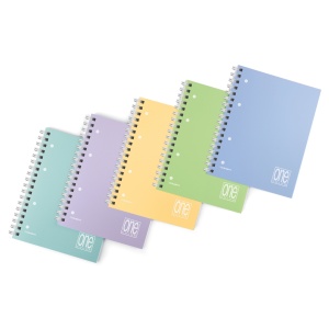 Caiet A5+ cu spirala - One Color Pastel, 80 g/m2, 80 pag., coperta PP (Matematica)