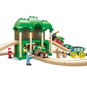 Jucarie din lemn – Gara retro cu tren - Img 7