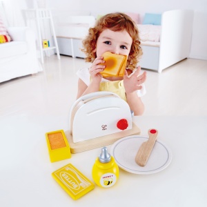 Jucarie din lemn - Toaster si accesorii mic dejun - Img 5