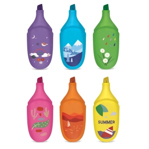 Marker evidențiator fluo Besty Summer, 6 culori (24 buc/display) - Img 2