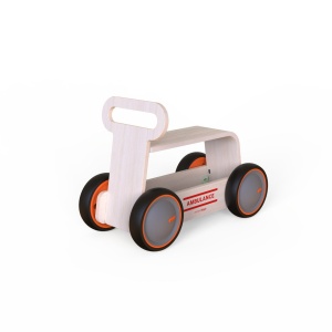 Masinuta ride-on, premergator si carucior de jucarii MamaToyz DriveMe Wood, Ambulanta - Jucarie din lemn 3 in 1 - Img 8