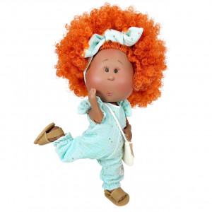 Papusa Nines D'Onil, Mia, cu parul portocaliu cret, Afro, cu articulatii, cu miros de vanilie, 30 cm - Img 2