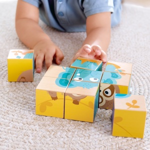 Puzzle din lemn cuburi – Animale salbatice 3 x 3 - Img 5