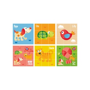 Puzzle din lemn cuburi - Animale 3 x 3 - Img 3