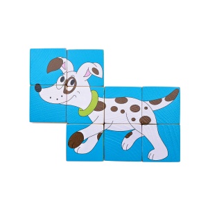 Puzzle din lemn cuburi - Animale colorate - Img 13