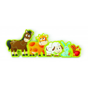 Puzzle din lemn pentru copii cu numere si animale de la ferma - Img 4