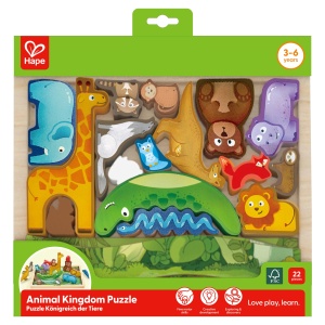 Puzzle din lemn pentru copii - Regatul animalelor