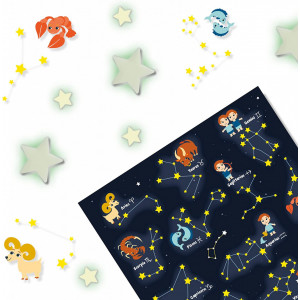 Set autocolante fosforescente cu semne zodiacale pentru copii - Img 2