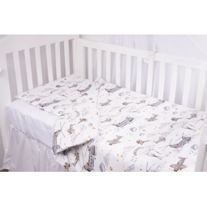 Set complet 7 piese lenjerie si aparatori patut 120x60 cm bumbac 100% model soldatei gri - Img 3