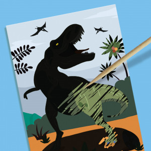 Set creativ pentru copii cu mulaj si pictura - Dinozauri 2 in 1, razuire - Img 4