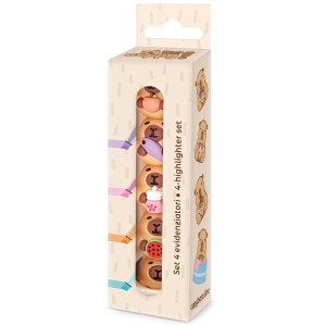 Set de 4 mini markere de evidentiere BeCappy Capibara – in 4 culori pastelate (12 set/display) - Img 4