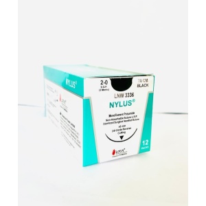 Fir sutura Poliamida (Nylon 6.6) 30cm, USP 7/0, ac 6 mm, curb 3/8, dublu armat, spatulat