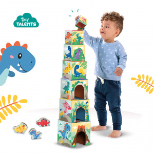 Jucarie de stivuit pentru copii - Turn cu figurine de dinozauri - Img 4