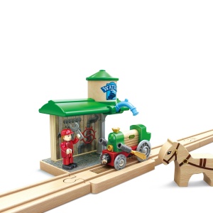 Jucarie din lemn – Gara retro cu tren - Img 4