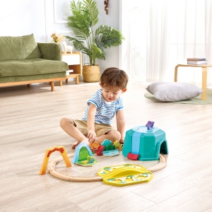 Jucarie din lemn - Set tren si dinozauri (27 piese) - Img 3