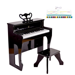 Jucarie din lemnm - Pian electronic negru inalt - Img 1