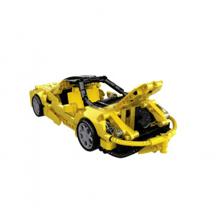 Jucarie tip lego tehnic de constructie masina sport galbena (414 piese) - Img 4