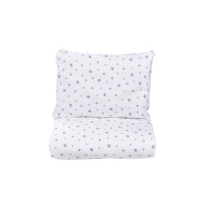 Lenjerie 3 piese patut stivuibil, bumbac 100%, model Stelute mici bleu