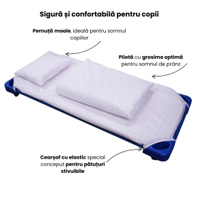 Lenjerie 3 piese patut stivuibil, bumbac 100%, model Stelute mici roz - Img 3
