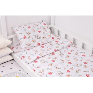 Lenjerie pat 90x200 cm, 3 piese model flori de bumbac - Img 3