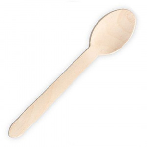 Lingura lemn biodegradabila, 158 mm, 100 buc/set - Img 1