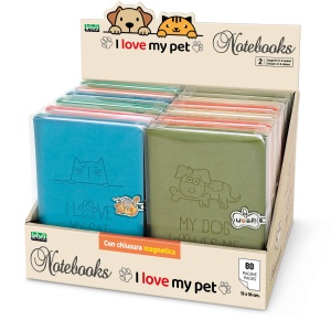 Notebook I Love my Pet, cu inchidere magnetica, 80 de pagini, 13 x 18 cm (12 buc/display)