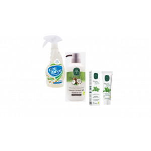 Pachet Gel dus nuca de cocos 600ml, Odorizant camera 500ml si Pasta dinti extract natural menta 90ml - Img 2