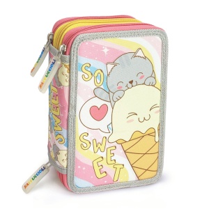 Penar echipat - Colectia pentru fete cu 3 fermoare (18 markere si 18 creioane colorate) - 13 x 20 x 6.5 cm (12buc/display) - Img 6