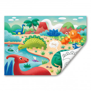 Puzzle din lemn 2 in 1 - Dinozauri (26 piese), cu fata dubla si activitate colorare - Img 3