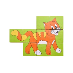 Puzzle din lemn cuburi - Animale colorate - Img 10