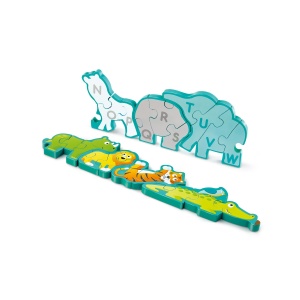 Puzzle din lemn pentru copii cu litere si animale salbatice - Img 4