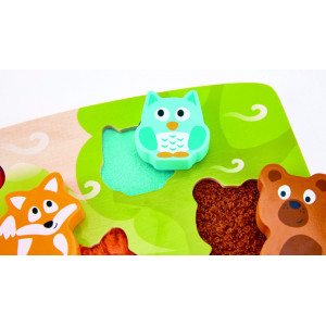 Puzzle din lemn tactil - Animale din padure - Img 3