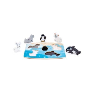 Puzzle din lemn tactil - Animale polare - Img 6