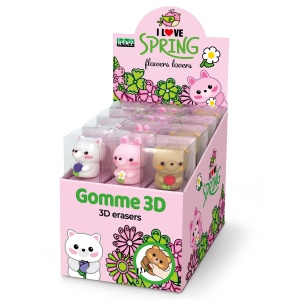 Radiera Colectia Flowers Lovers 3D, 3 modele asortate (24 buc/display)