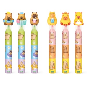 Set 3 mini evidentiatori BeCappy Capibara – in 3 culori pastelate, 2 combinatii culori (24 set/display) - Img 2