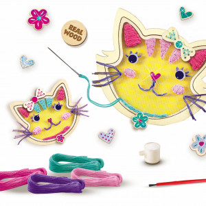 Set creativ de broderie pe tul pentru copii cu pisici - Img 3