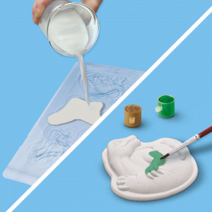 Set creativ pentru copii cu mulaj si pictura - Dinozauri 2 in 1, razuire - Img 5