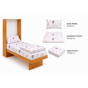 Set lenjerie 3 piese pentru patut incastrabil, model fetite - Img 3