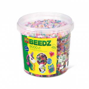 Set margele de calcat culori trendy Beedz de copii, in galeata 9000 bucati