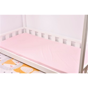 Cearsaf bumbac 100% culoare roz pal, dimensiune 90x200 cm